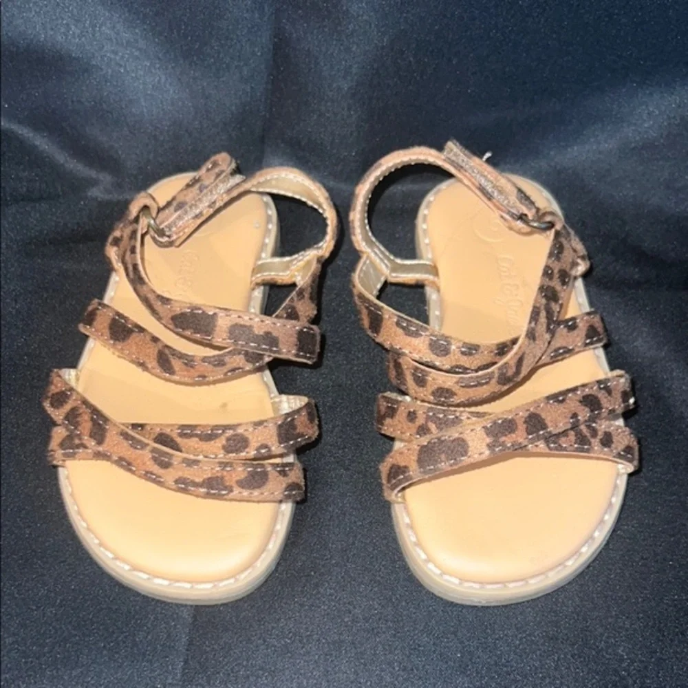 Cat & Jack Brown Sandals with Animal Print and Adjustable Straps